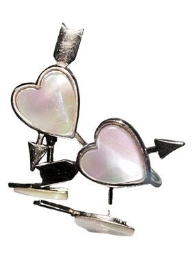 Vintage Silver Heart Earrings mother of Pearl
